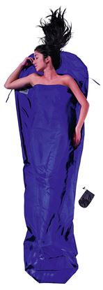 Lahka potovalna spalna vreča, oblika mumije, 241 x 90/56 cm svila Ultramarine Blue